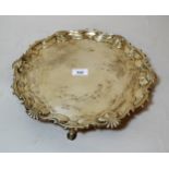 George II silver salver, the shaped moulded shell pattern rim enclosing a plain centre panel, raised