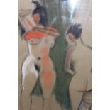 Late 20th Century pastel study of two semi nude females, signed Greg Roke, dated '95, 55cms x 40cms,