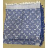 Louis Vuitton Châle Monogram blue cashmere scarf Approximately 144cms x 138cms. Some pulls, loose