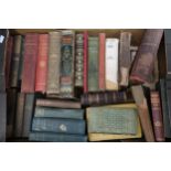 Two boxes containing a quantity of various antique books, some part leather bound and canvas bound