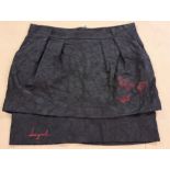 Desigual, black skirt embroidered with butterflies, size 42 and another Desigual blue patterned