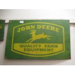 Enamel advertising sign, ' John Deere Quality Farm Equipment ', 38cm x 61cm