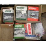 Three boxes containing a large collection of various runs of 1950's / 60's Autosport magazine