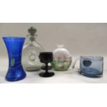 Wedgwood silver jubilee candlestick stand with porcelain plaque, a similar glass mug with