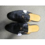 Gucci, pair of gentleman's black leather backless shoes, size 13, complete with original dust bags