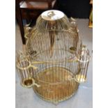Large brass wirework bird cage, 75cms high