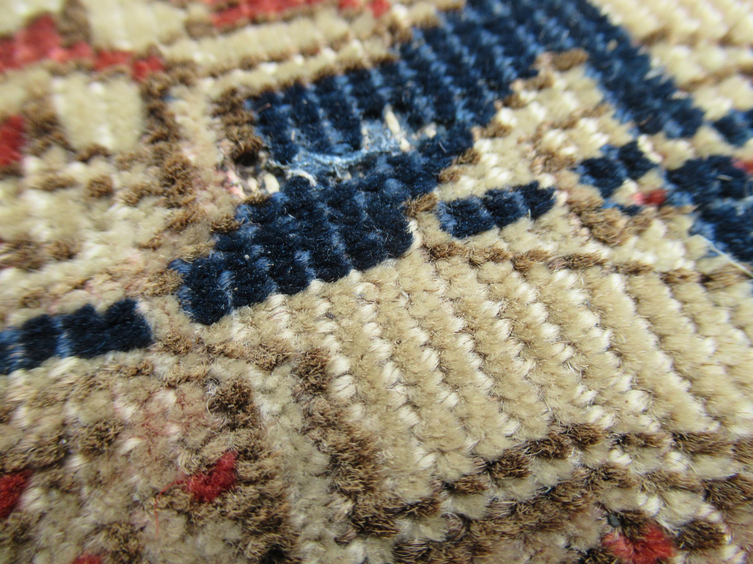 Turkoman rug, the three rows of gols and multiple borders on a washed beige, red and blue ground, - Image 8 of 21