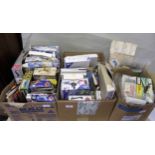 Three boxes containing a large quantity of unbuilt model aircraft kits inculding Airfix etc.