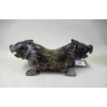 Chinese hardstone headrest of foe dogs