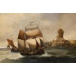 J.J. Everard, oil on canvas ' Fishing off the Kent coast ', signed J.J. Everard and dated 1847,