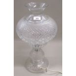 Good quality mid 20th Century Waterford glass mushroom form table lamp All in good condition 47cm