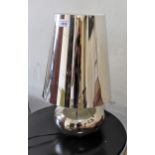 Pair of Kartell mirrored table lamps with matching shades (at fault) Some marks to silver finish and