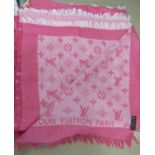 Louis Vuitton Châle Monogram pink denim scarf Approximately 140cms square Some pulls, loose threads,