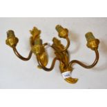 Pair of 20th Century gilt brass two branch light fittings