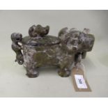 Chinese hardstone figure of a ram, with cover