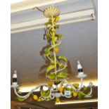 20th Century four branch chandelier, decorated with leaves and lemons (at fault)