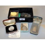 Dunhill cigarette lighter, silver Concorde medallion and a small quantity of other miscellaneous