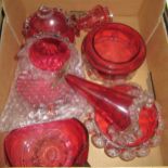 Small quantity of various cranberry glass items