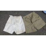 Harrods of London, pair of cream shorts and a pair of Goldfast khaki shorts, both size 28,