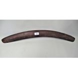 Aboriginal wooden boomerang with etched decoration, 66cm