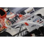 Colin Carter, oil on canvas, titled ' In the Running ', featuring Jenson Button, 2003, BAR-Honda,