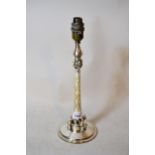 Early 20th Century silver plated tower form table lamp, 25cm high