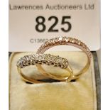 18ct Yellow gold diamond set half eternity ring, 1.8g together with a 9ct gold diamond half hoop