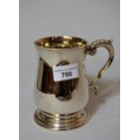 Modern London silver baluster form mug with scroll handle in 18th Century style, 12.5oz t