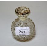 Silver mounted cut glass scent bottle