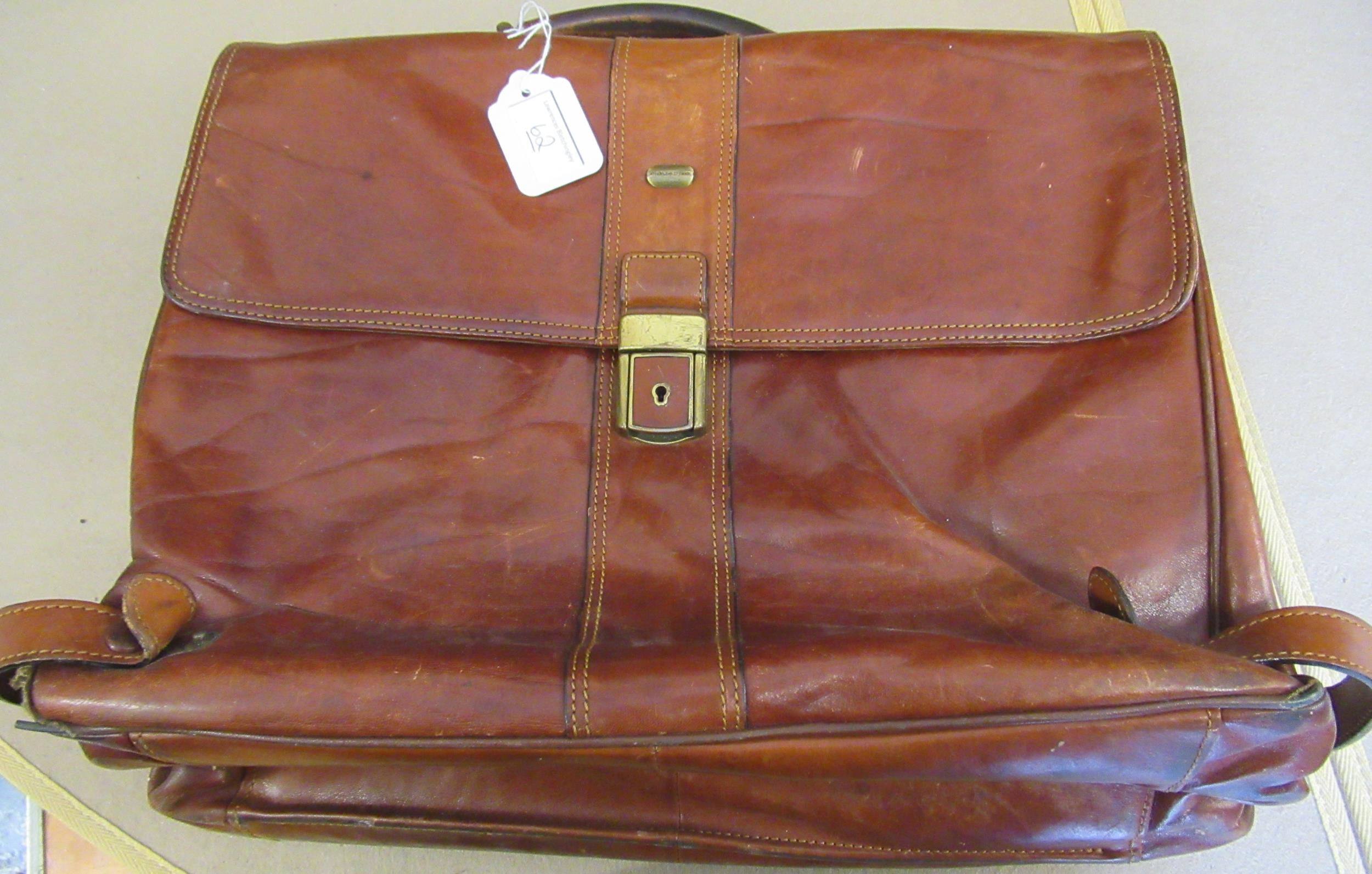 Tan leather attaché case by Piquadro, together with another leather briefcase Condition as shown - Image 4 of 17