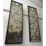 Two Chinese framed silkwork floral and bird decorated panels (one frame at fault), and a modern