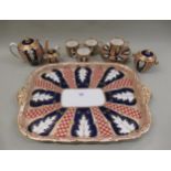 19th Century Davenport twelve piece cabaret set decorated in gilt, blue and orange All pieces marked