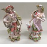 Pair of large late 19th / early 20th Century continental porcelain figures of Diana with a dog and
