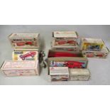 Collection of ten Minic model vehicles in original boxes, including fire engine, tractor, steam