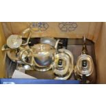 Silver plated four piece tea service for Harrods, together with a small quantity of other