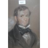 19th Century English School, coloured chalk drawing, portrait of a gentleman, maple wood framed,