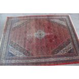 Large Hamadan carpet of all-over Herati design in shades of blue, red and cream, 14ft x 11ft