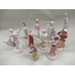 Set of four modern Capo di Monte bisque figures of elegant ladies, 24.5cm high, set of four