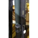 Shimano Biocraft 10ft fly rod with carry case, together with a Ron Thompson MPX salt water fly rod