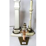 1920's Spelter lamp base in the form of a kneeling nude female (later painted) and re-wired,