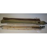 Hardy Palakona split cane three section fly rod, ' The Itchen ' with original bag, together with a