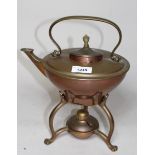 W.A.S. Benson, circular copper spirit kettle on stand Some dinks to the kettle as shown in photos