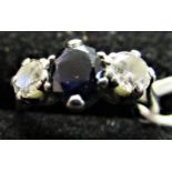 Mid 20th Century white metal sapphire and diamond ring