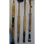 Group of four anonymous split cane fly rods