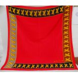 Paloma Picasso, red silk scarf, 86cm square