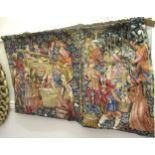 Machine woven tapestry hanging panel depicting a medieval scene, 118 x 70cm