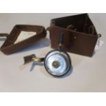 Illingworth No. 3 patent fixed spool casting reel in a fitted case