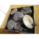 Six various Charles Farlows fly reels including two vintage brass It is engraved