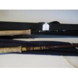 Hardy Gem Mark II 15ft four piece salmon rod in original bag, together with a Hardy 12.5ft glass