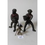 Bergmann style cold painted bronze figure of a pirate dog, together with a pair of bronze monkey